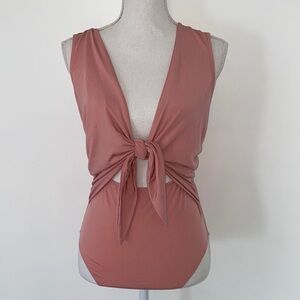 Sensemill Pink Tie Front Bodysuit